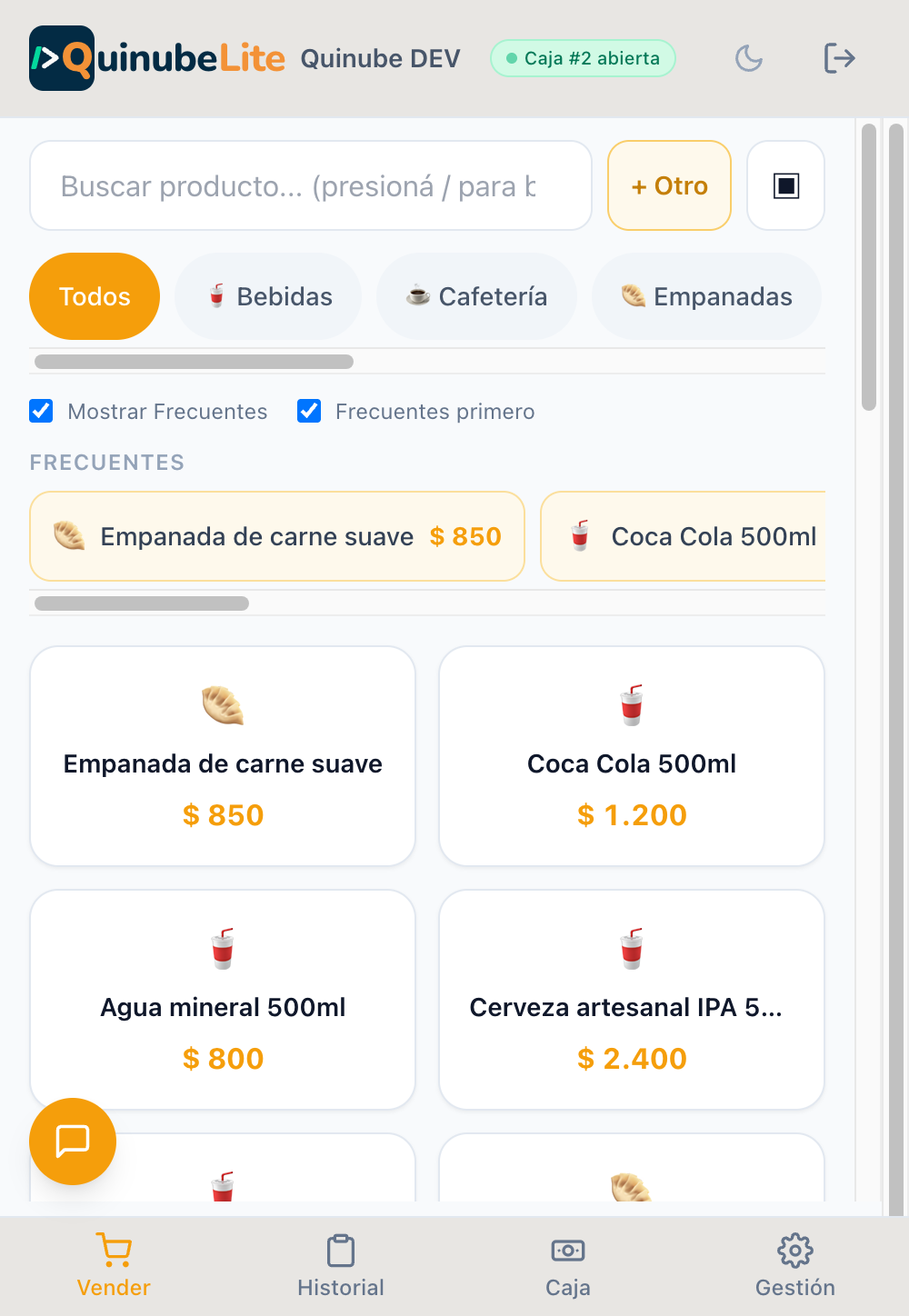 Pantalla POS - Nuevo Pedido